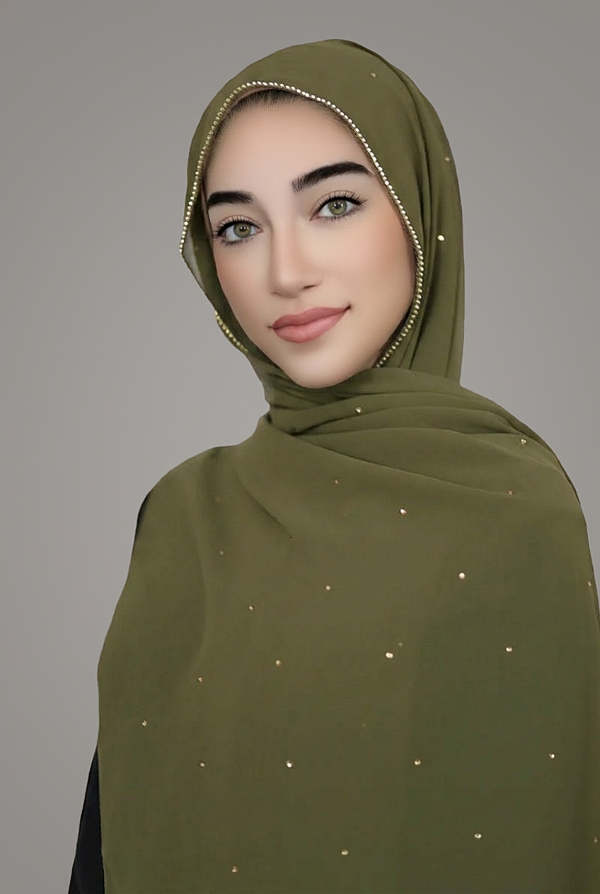 Stone Edge Chiffon Hijab-Olive