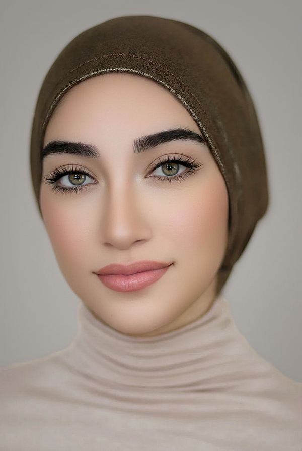 Brown Metallic Shimmer Hijab Cap