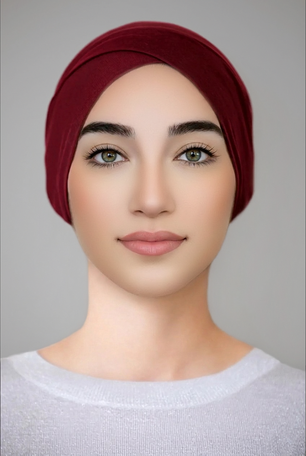 Criss Cross Tube Underscarf-Maroon