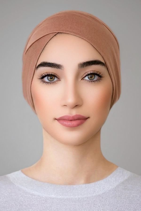 Criss Cross Tube Underscarf-Tan