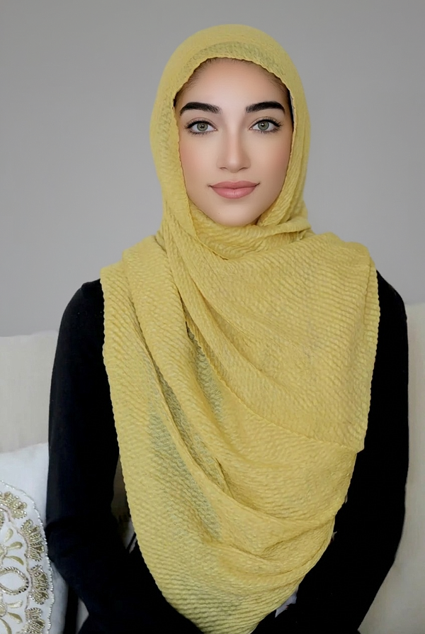 PLEATED LIGHT HIJAB-YELLOW