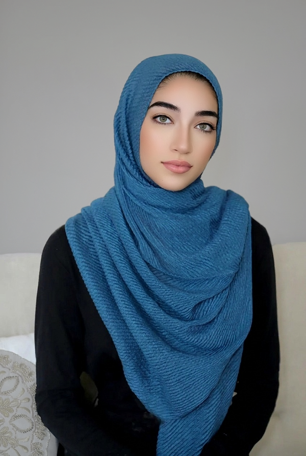 PLEATED LIGHT HIJAB-TURQUOISE