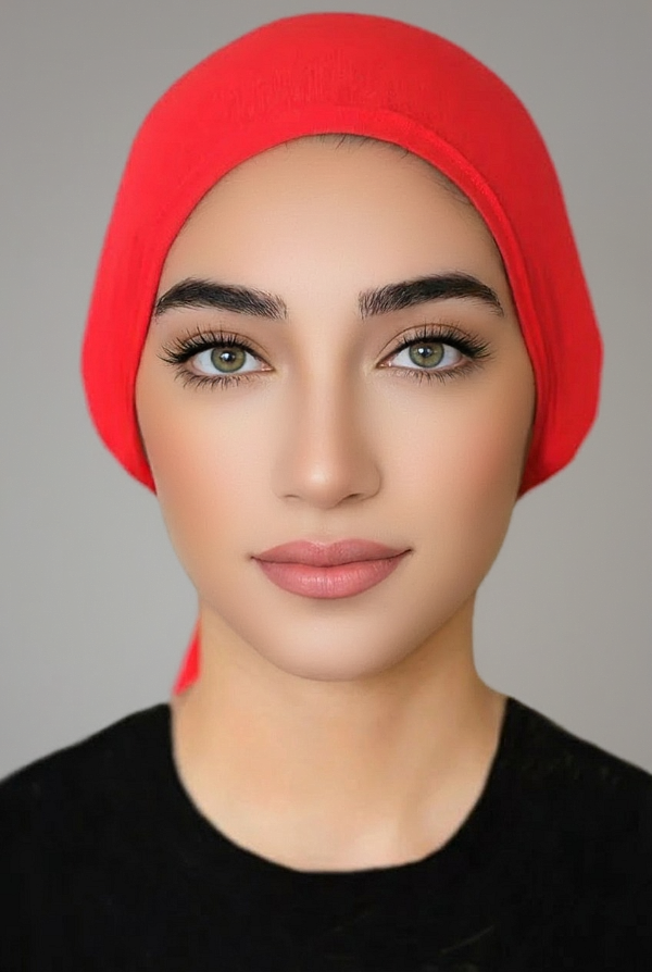 JERSEY TIE BACK BONNET-RED