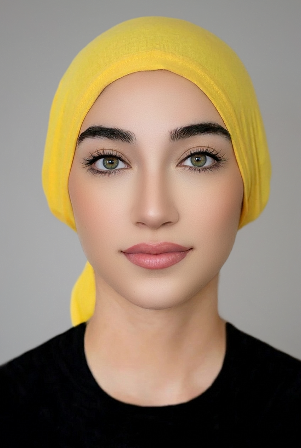JERSEY TIE BACK BONNET-YELLOW