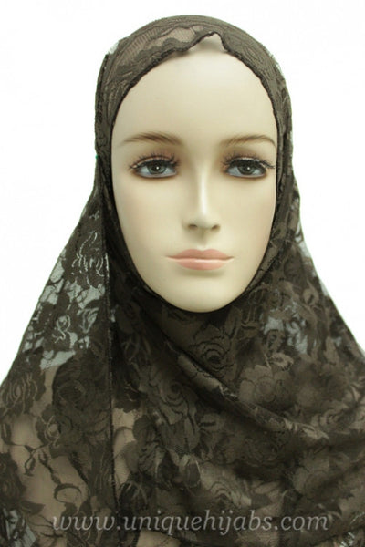 Lace Hijab Accent-Brown
