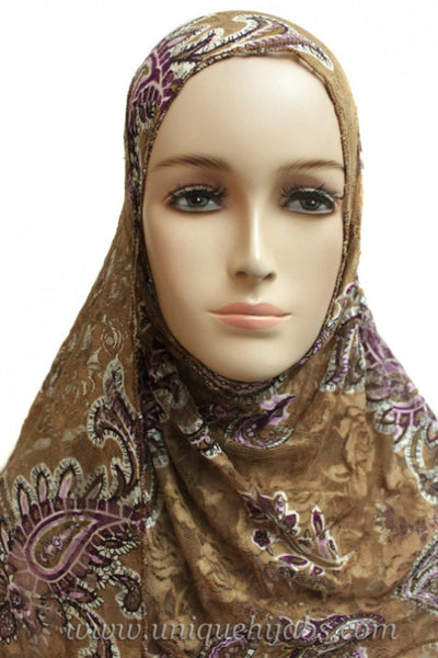 Lace Hijab Paisley-Light Brown