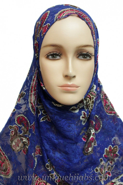 Lace Hijab Paisley-Royal Blue
