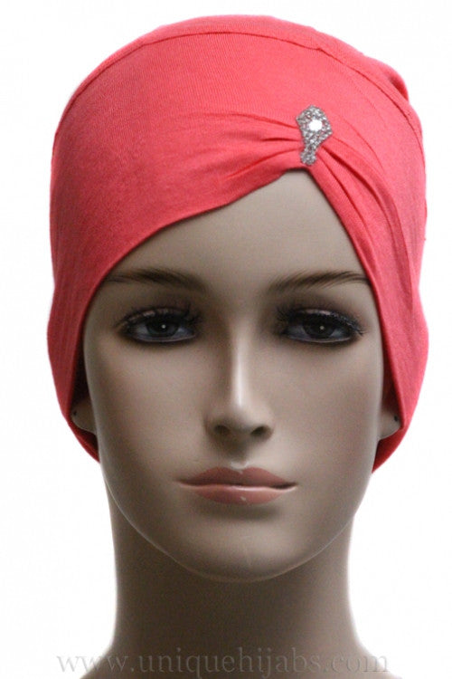 Jewel Pleat Bonnet-Coral