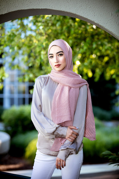 Pleated Light Hijab-Rose Pink