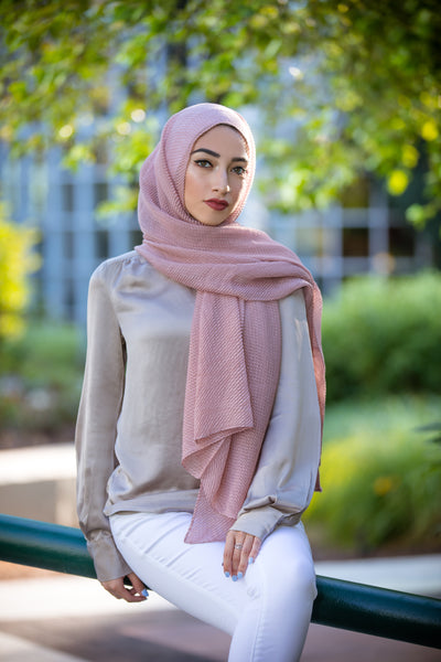Pleated Light Hijab-Rose Pink