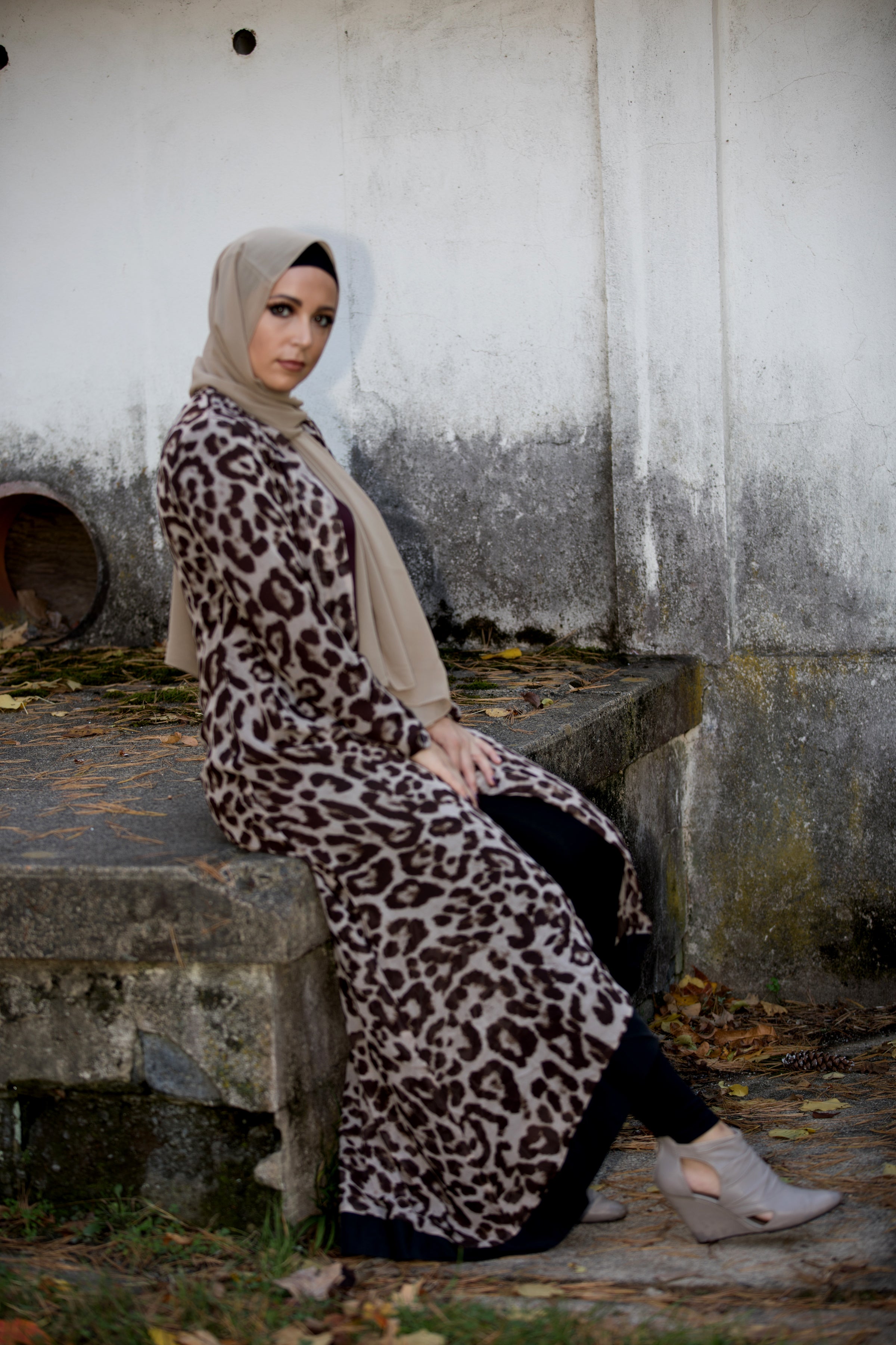 BLACK BORDER CHEETAH PRINT MAXI CARDIGAN