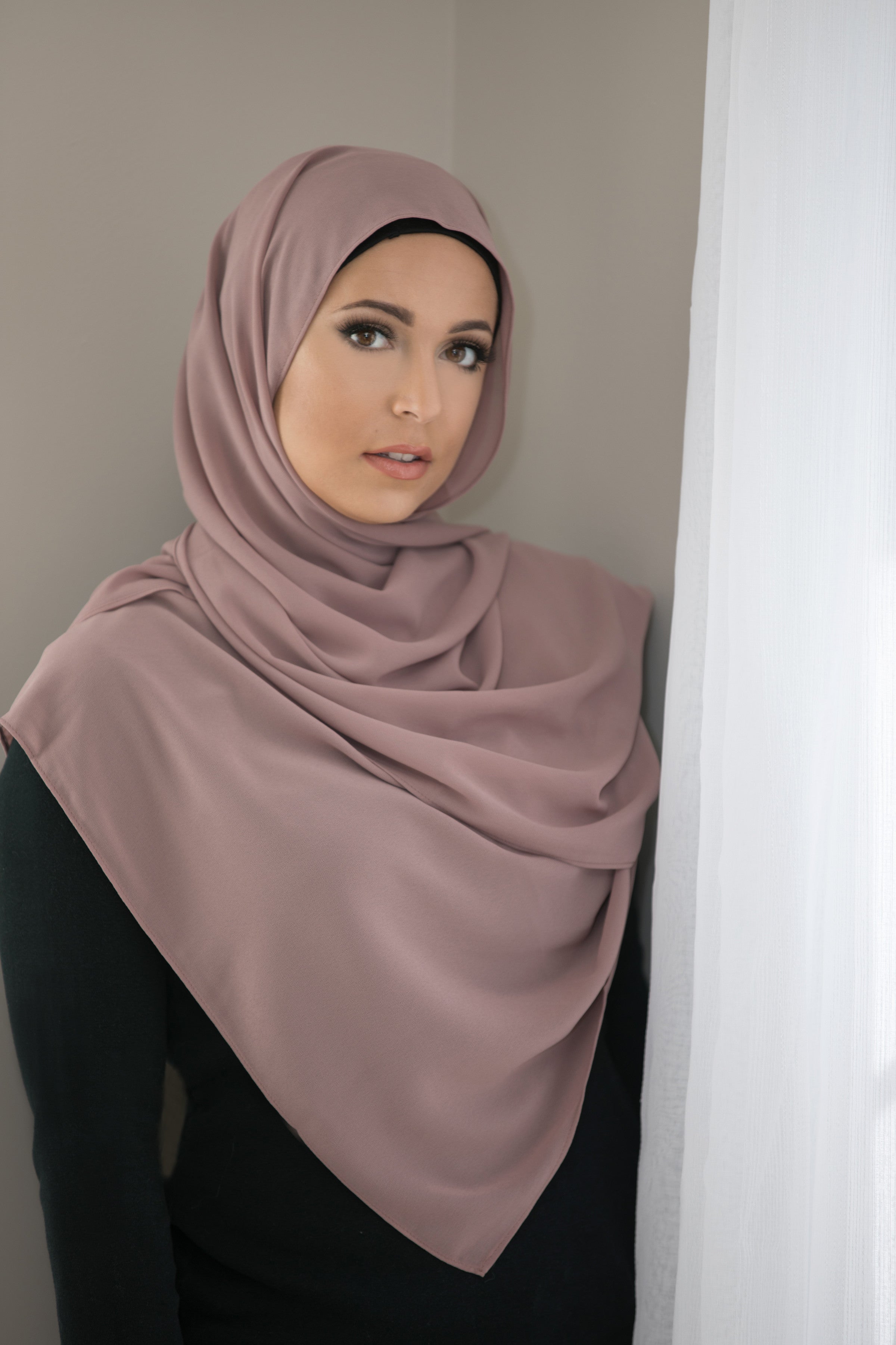 Basic Size Chiffon Hijab-Dusty Rose