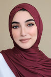 Criss Cross Instant Jersey Hijab-Maroon