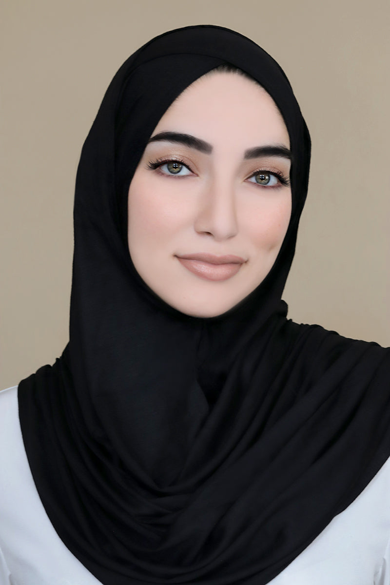 Criss Cross Instant Jersey Hijab-Black
