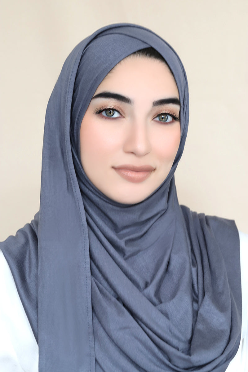 Criss Cross Instant Jersey Hijab-Dark Gray