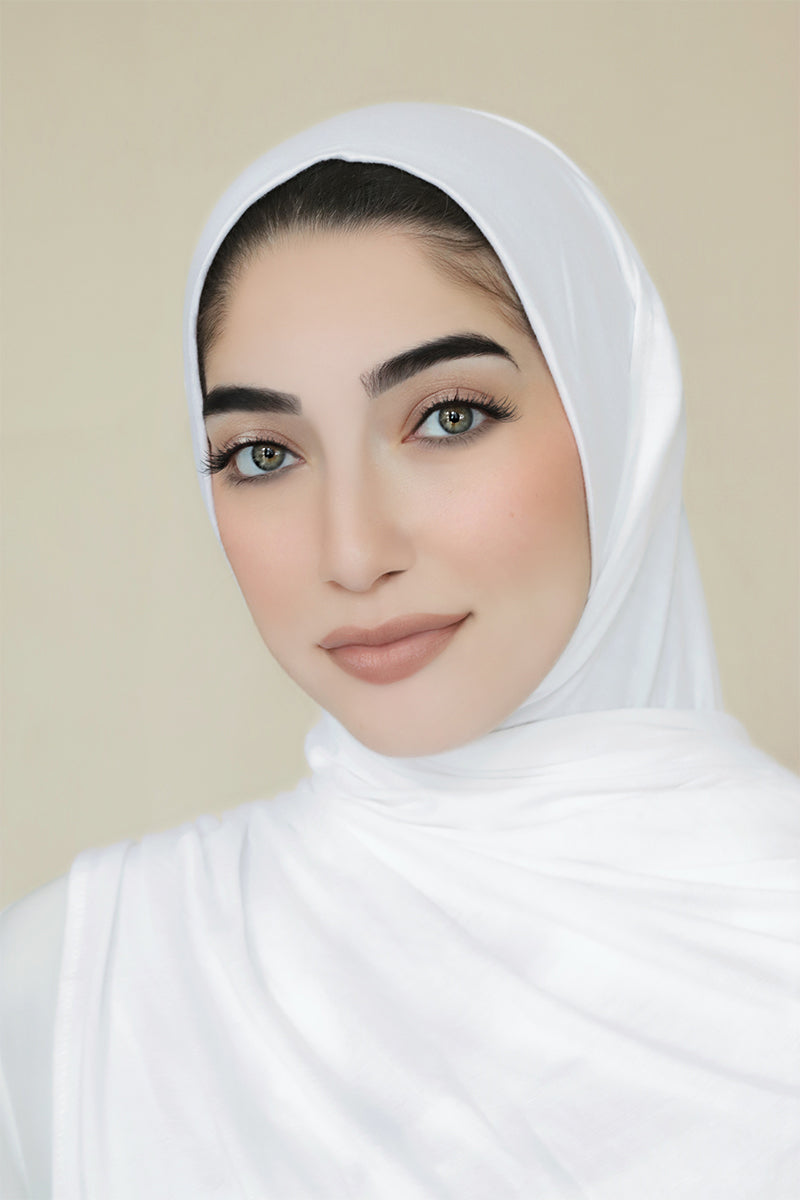 Slit Instant Jersey Hijab-White