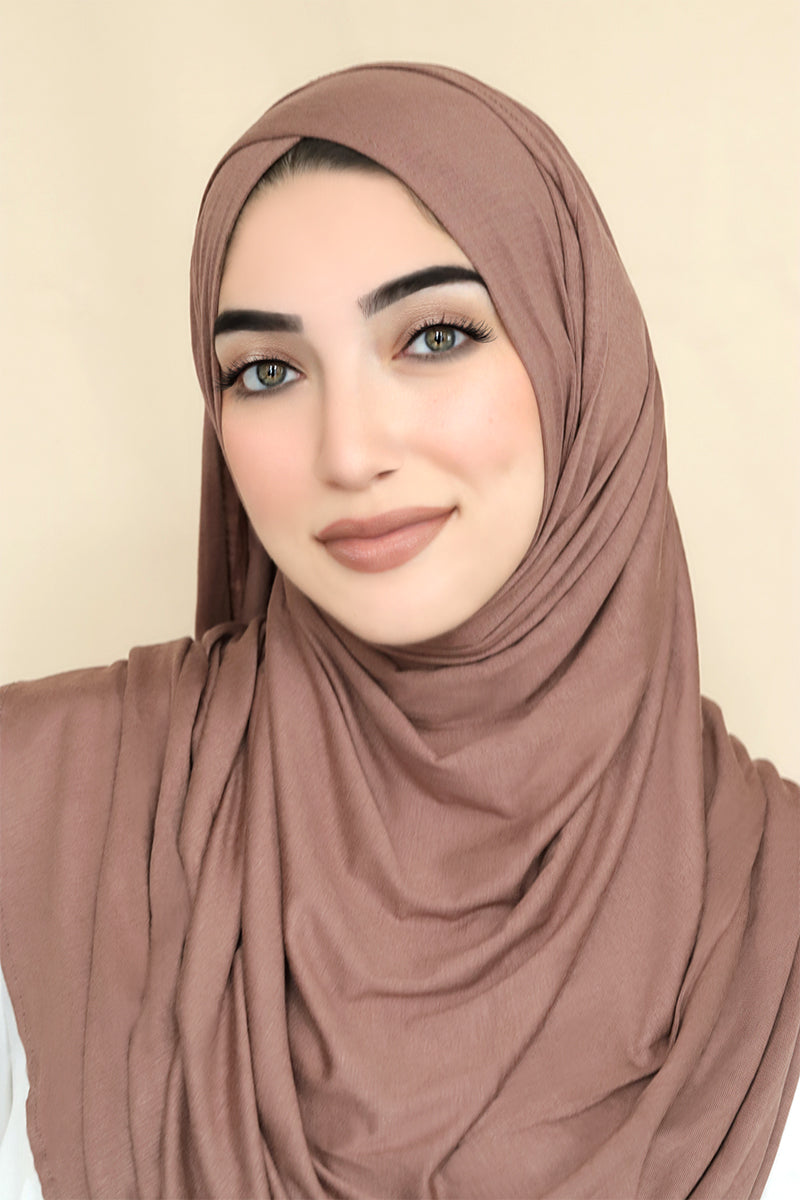 Criss Cross Instant Jersey Hijab-Light Brown