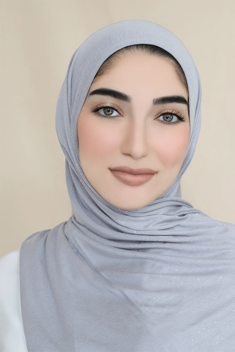 Shimmer Jersey Hijab-Light Gray