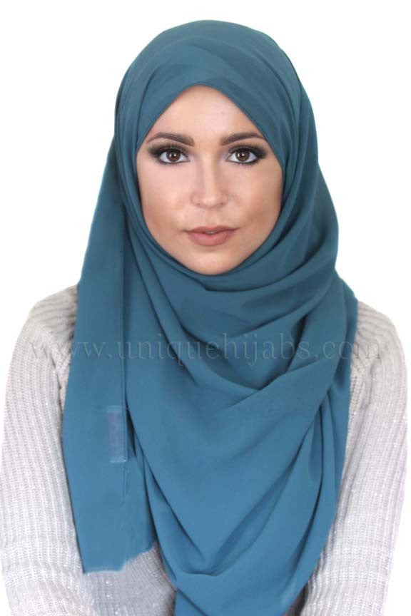 Basic Size Chiffon Hijab-Turquoise