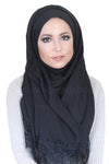Lace Edge Light Hijab-Black
