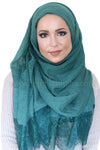 Lace Edge Light Hijab-Green