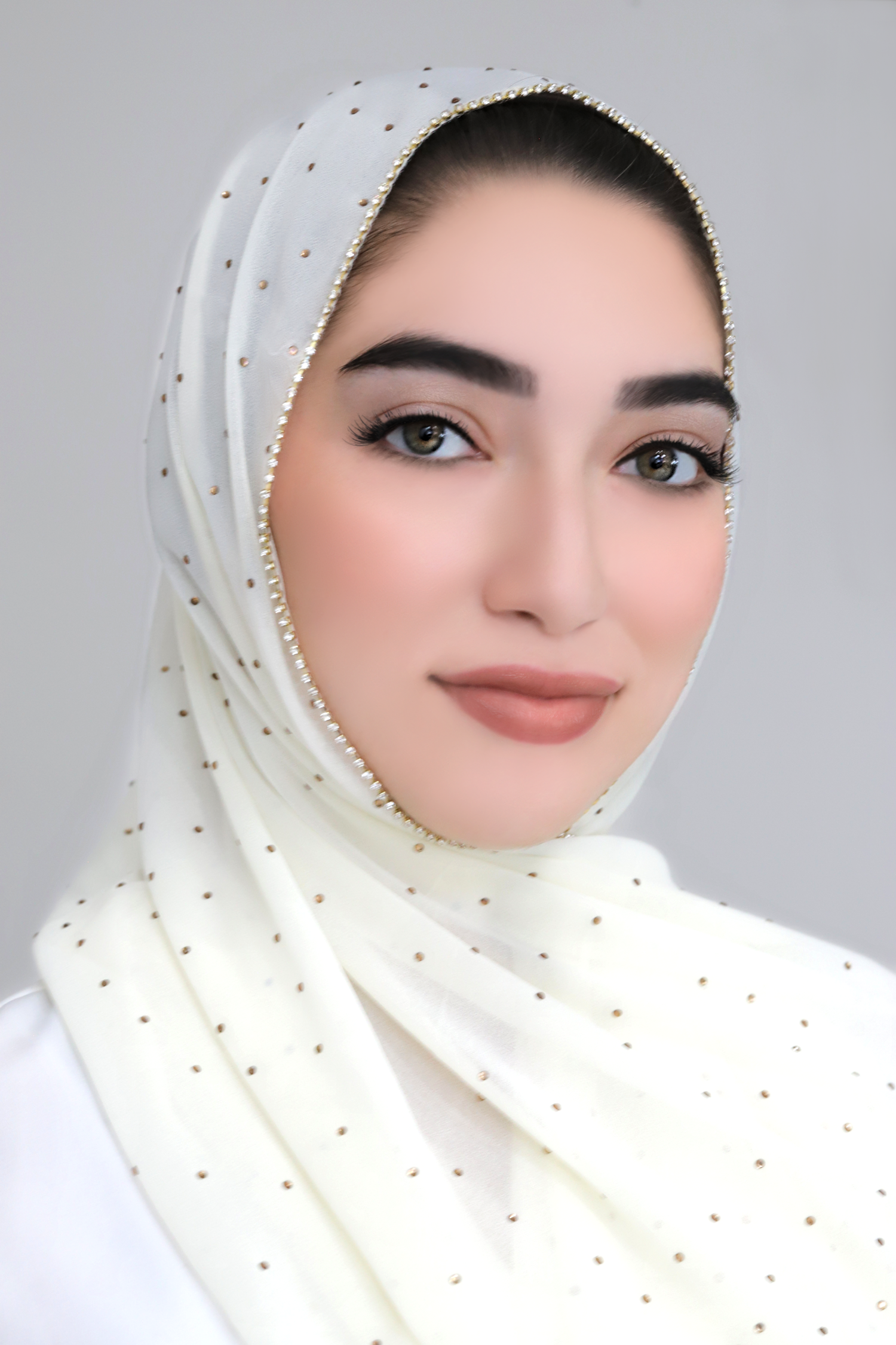 Stone Edge Chiffon Hijab-Ivory