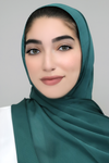 Textured Satin Hijab-Emerald