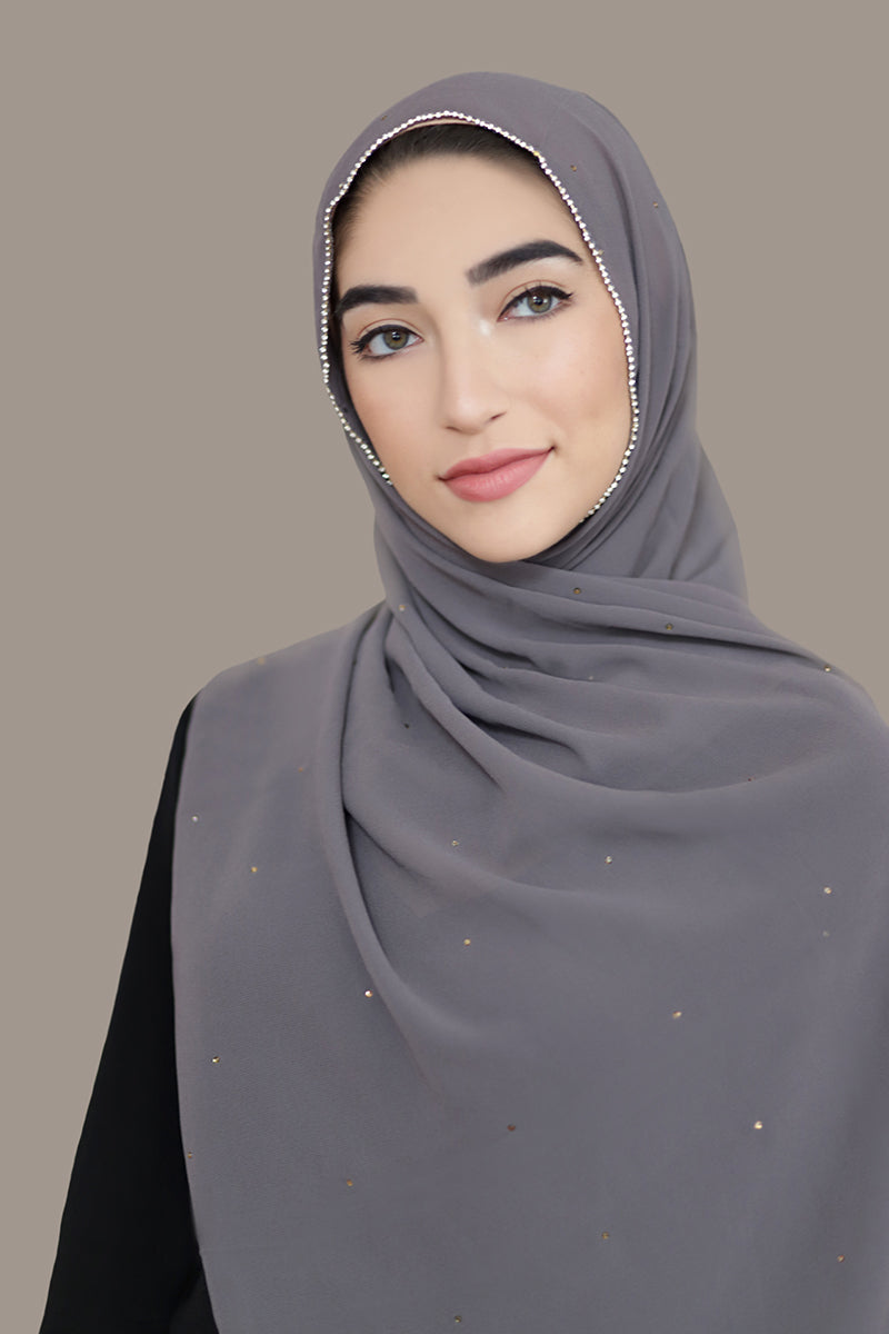 Stone Edge Chiffon Hijab-Dark Gray