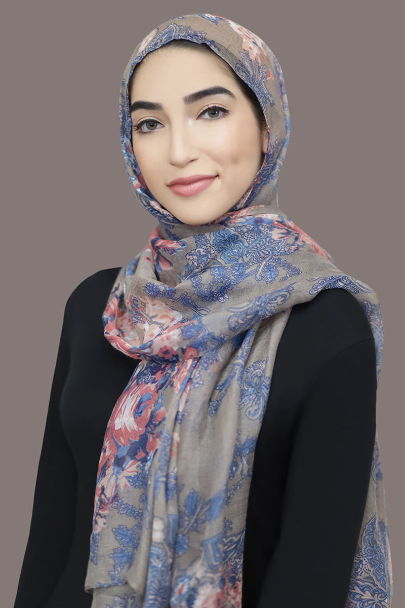 Distant Dreams Viscose Hijab-Taupe Blue