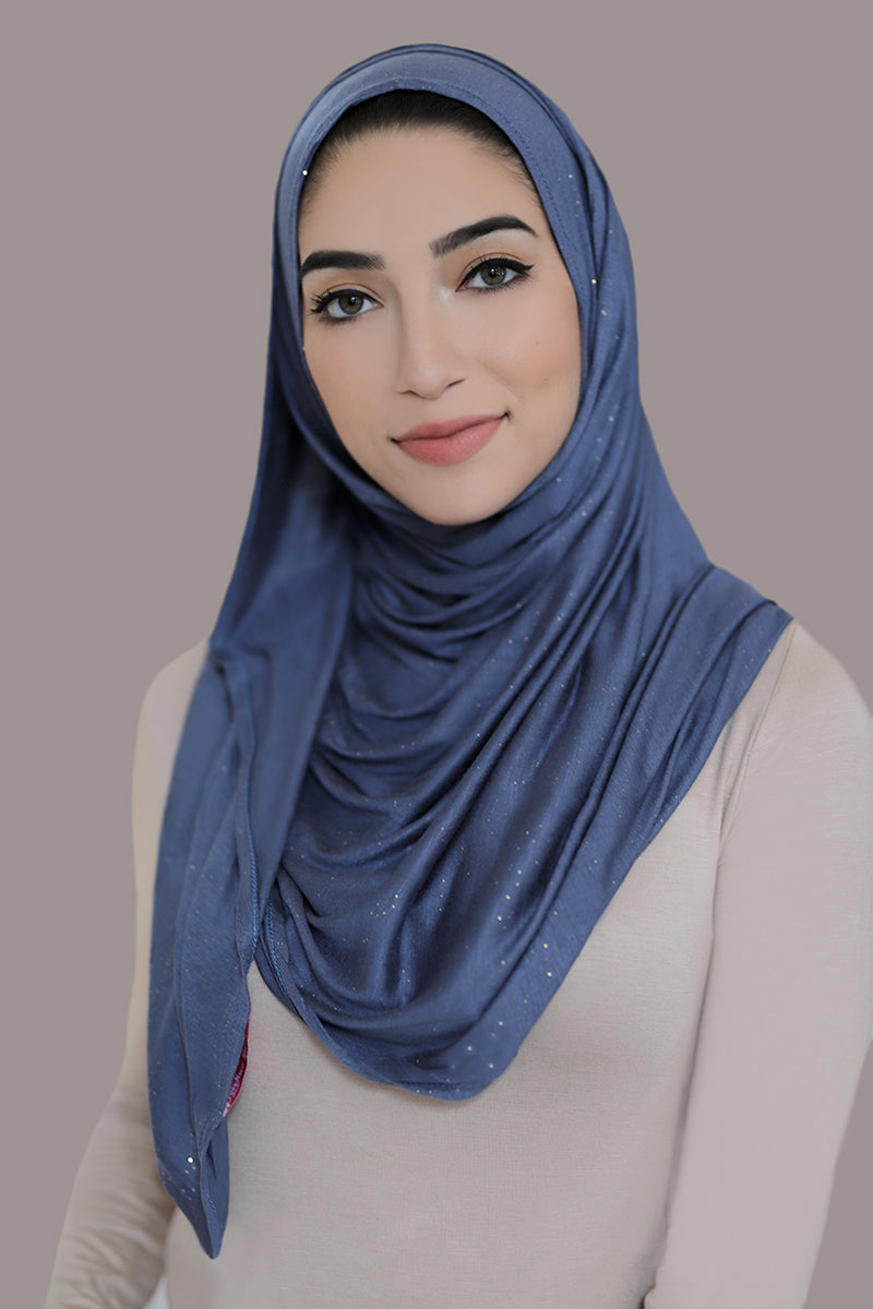 Shimmer Instant Jersey Hijab-Denim