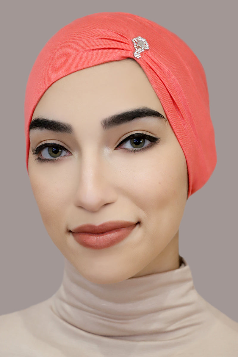 Jewel Pleat Bonnet-Coral