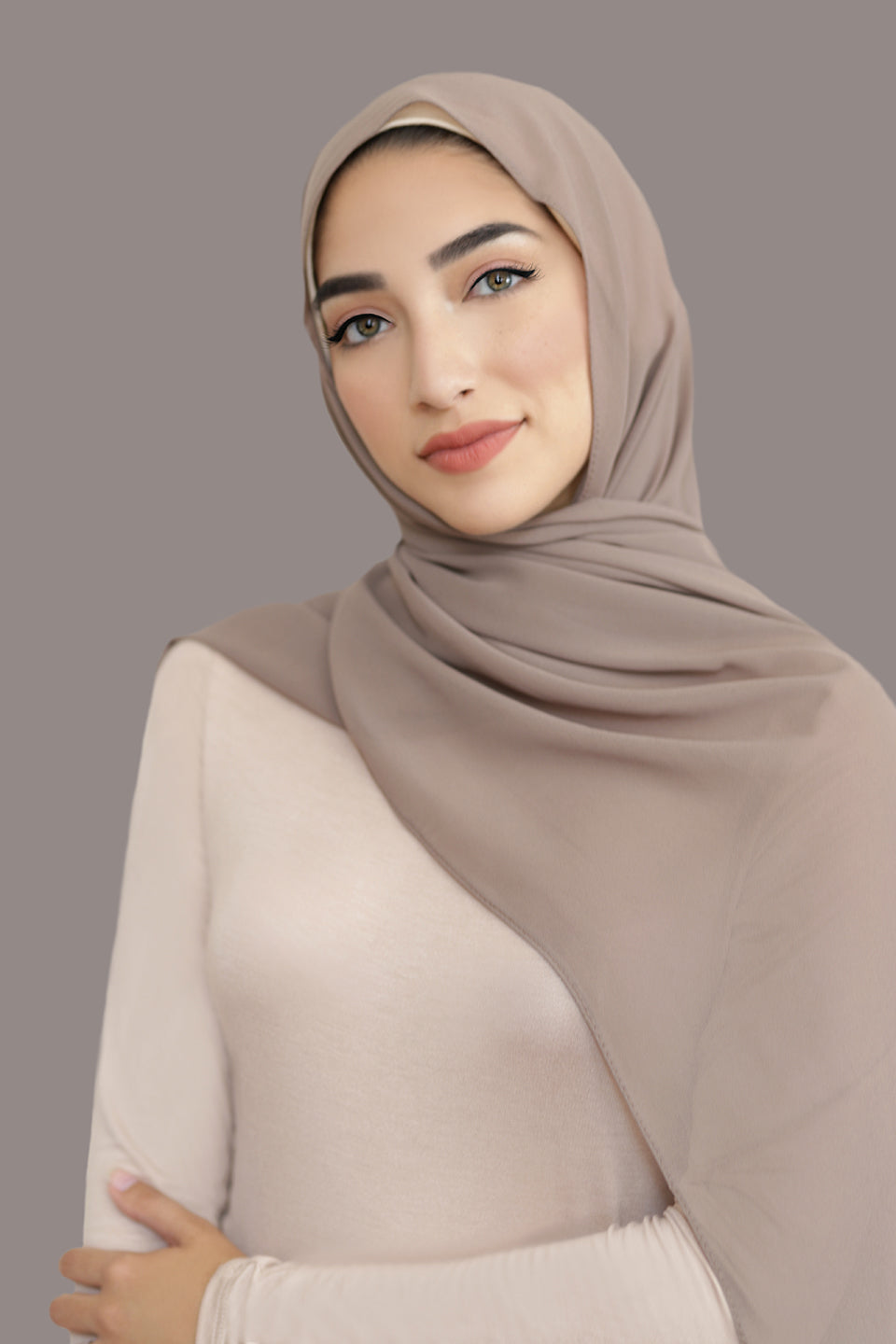 Basic Size Chiffon Hijab-Light Taupe