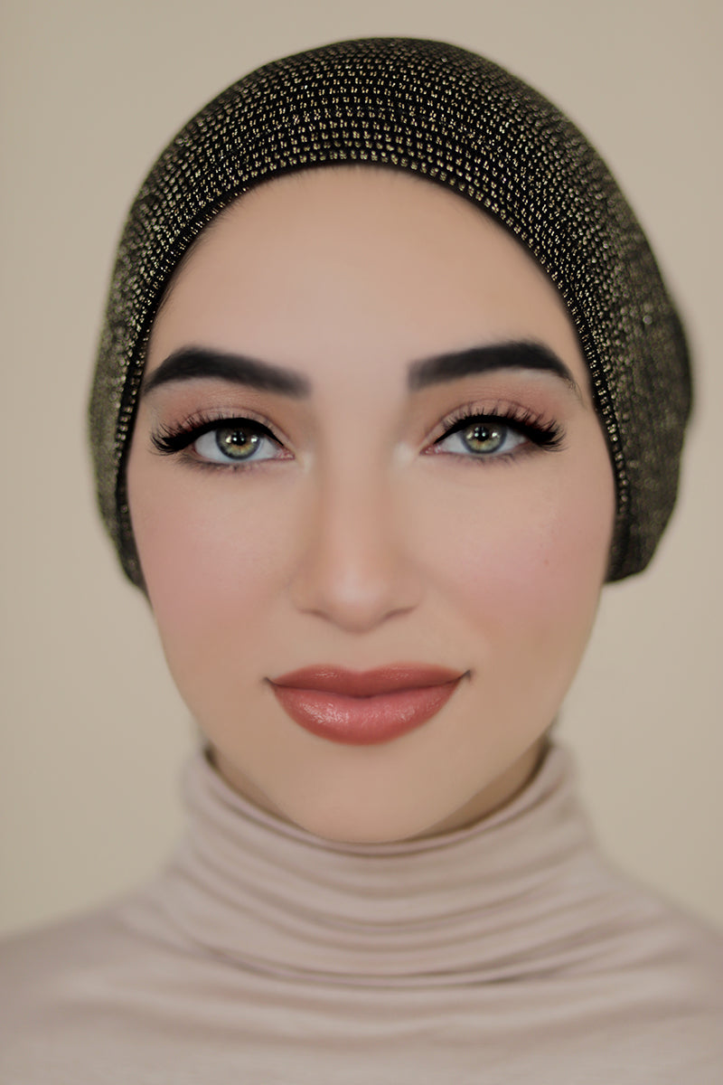 Gold Metallic Shimmer Hijab Cap