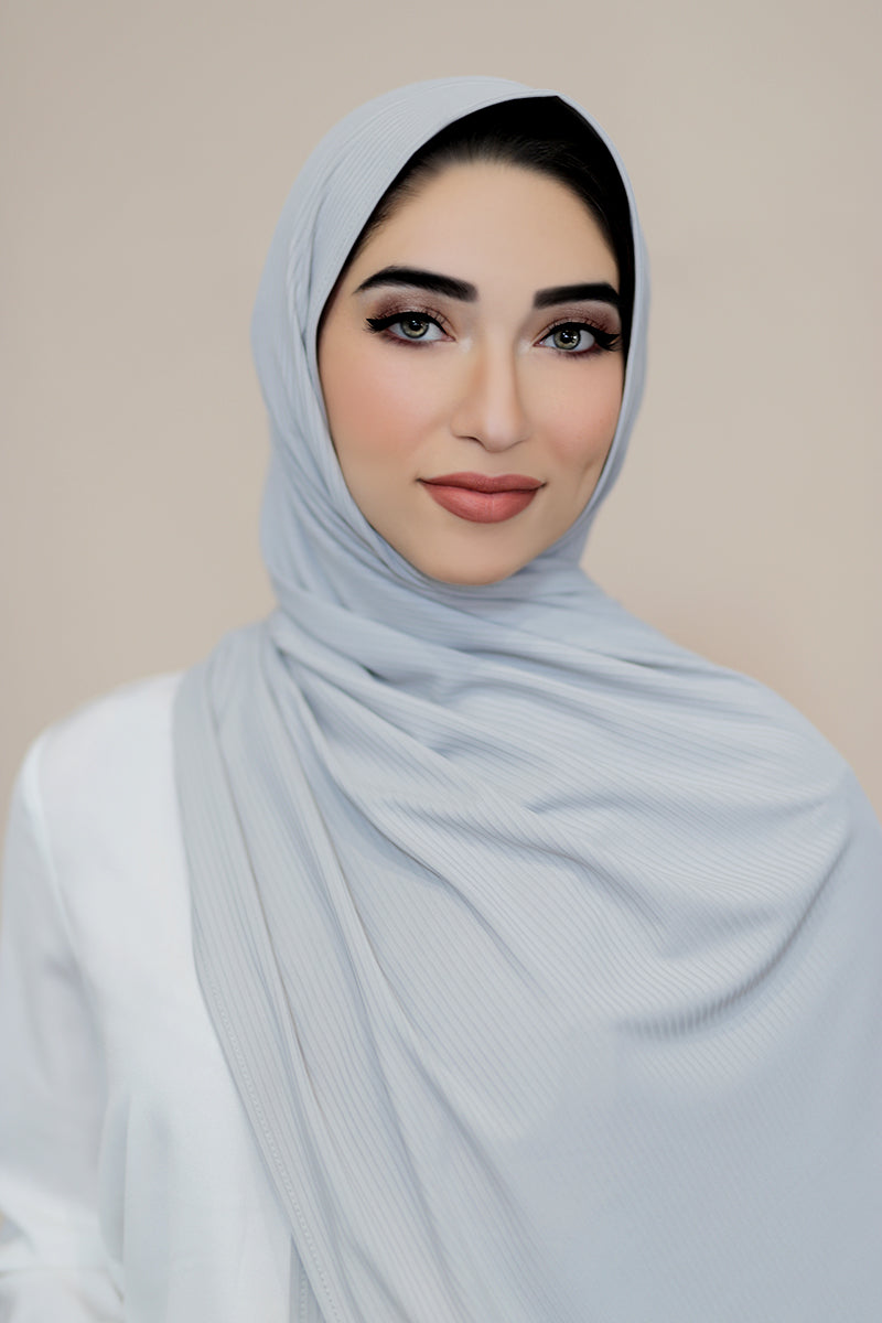 Ribbed Jersey Hijab-Grey