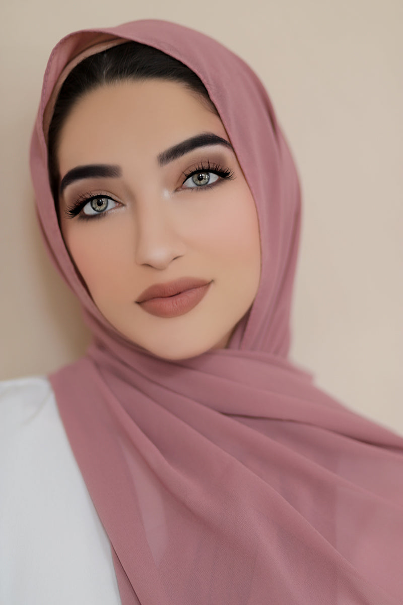Basic Size Chiffon Hijab-Cedar Rose