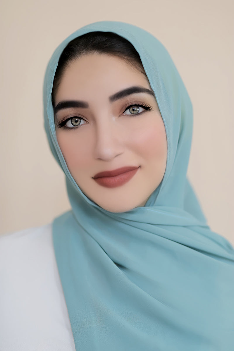 Basic Size Chiffon Hijab-Aquamarine