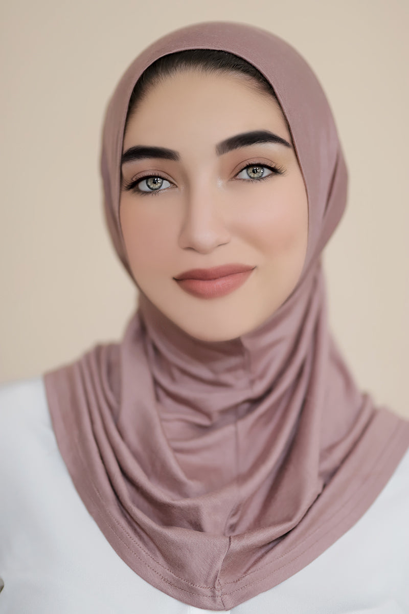 Ear Access One Piece Hijab-Dusty Rose