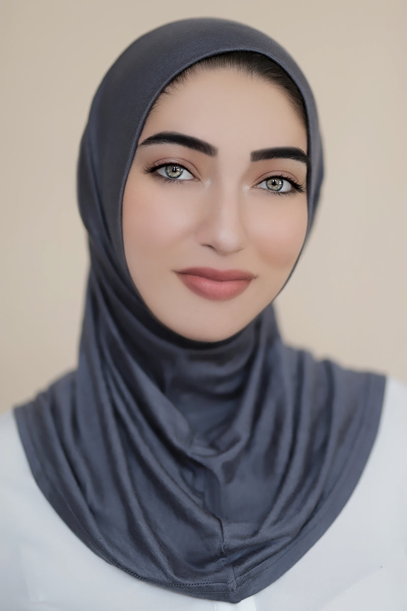 Ear Access One Piece Hijab-Charcoal