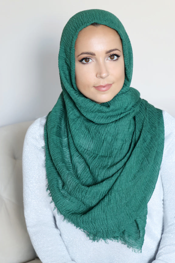 Premium Cotton Light Hijab-Emerald Green