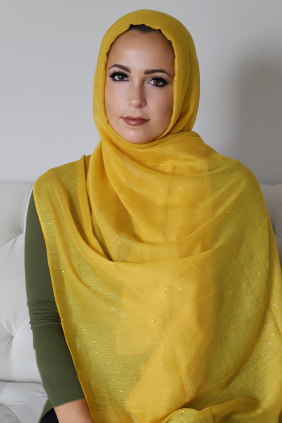 Gold Dust Light Hijab-Mustard