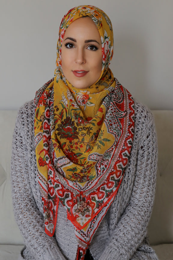 Mosaic Square Hijab-Yellow