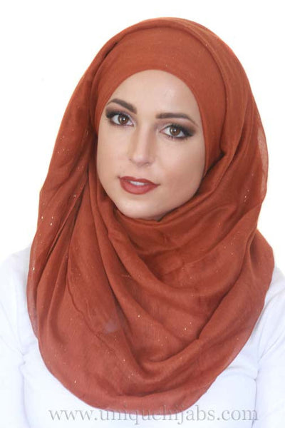 Gold Dust Light Hijab-Rust