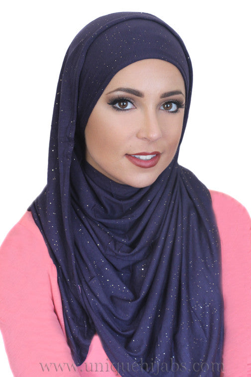 Shimmer Jersey Hijab-Navy