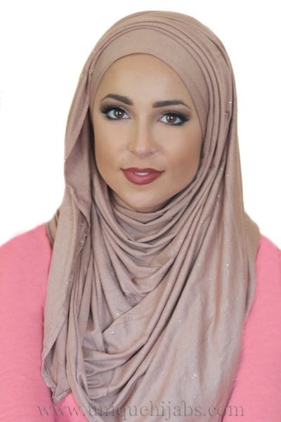 Shimmer Jersey Hijab-Tan