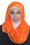 Lace Hijab Accent-Orange