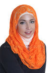 Lace Hijab Accent-Orange