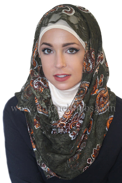 Lace Hijab Paisley-Green