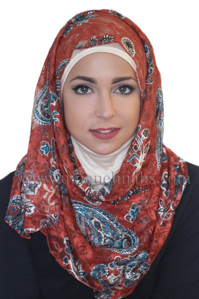Lace Hijab Paisley-Rust