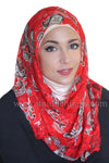 Lace Hijab Paisley-Bright Red