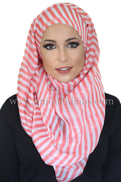 Nautical Maxi Light Hijab-Pink